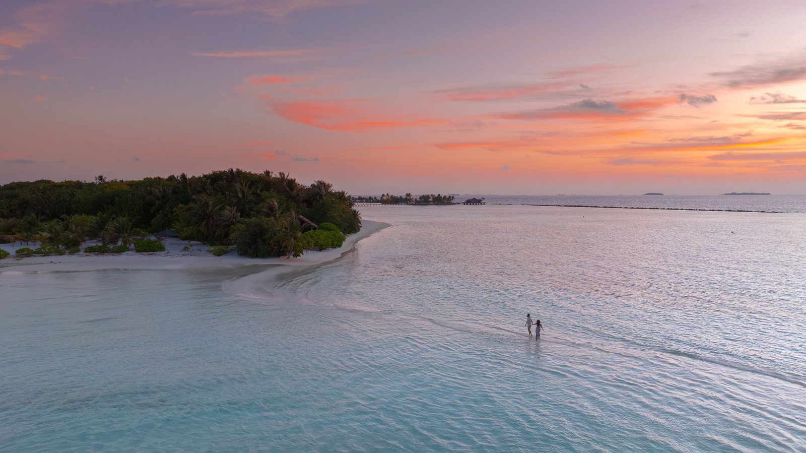 Aerial view of Maldives island and lagoon